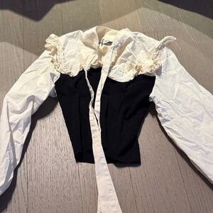 Black and Cream Long Sleeve Top